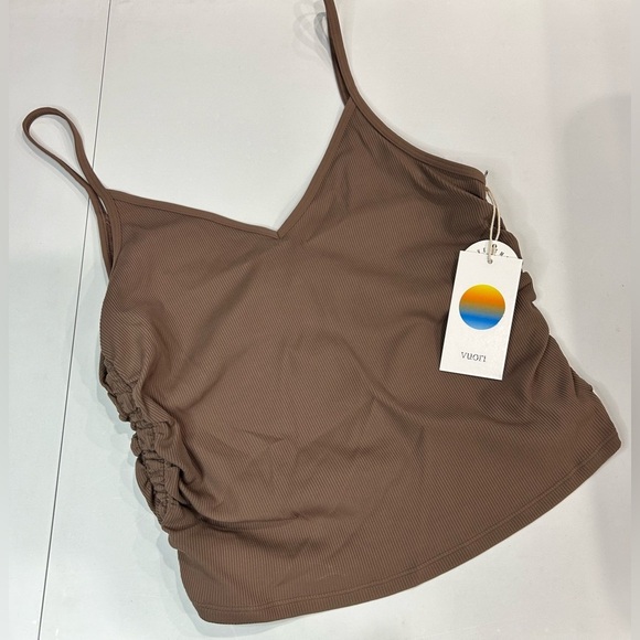 Vuori Tops - Vuori Women's XL Rib Ruched Tank Clove Brown NWT 4-Way Stretch Rib Knit